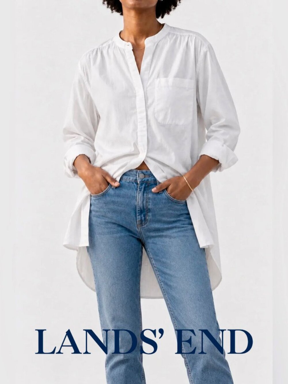 LANDS’ END White 100% Cotton Tunic Shirt ~ Plus 2X ~ EUC ~ Oversized